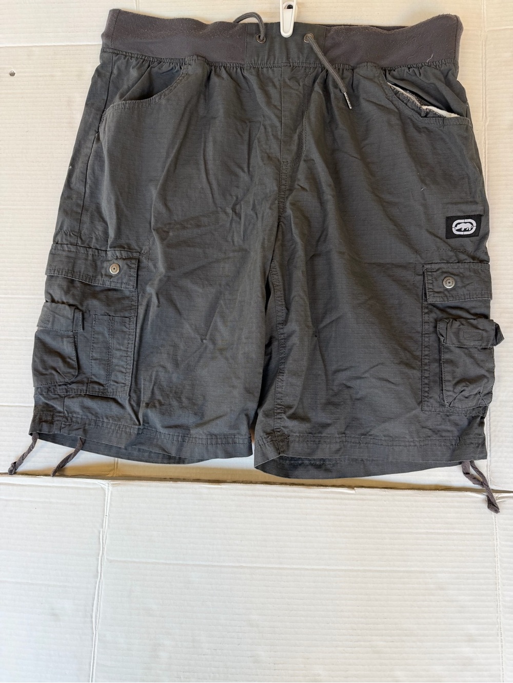 Ecko Unlimited Men's Charcoal Gray Cargo Shorts with Drawstring Waist